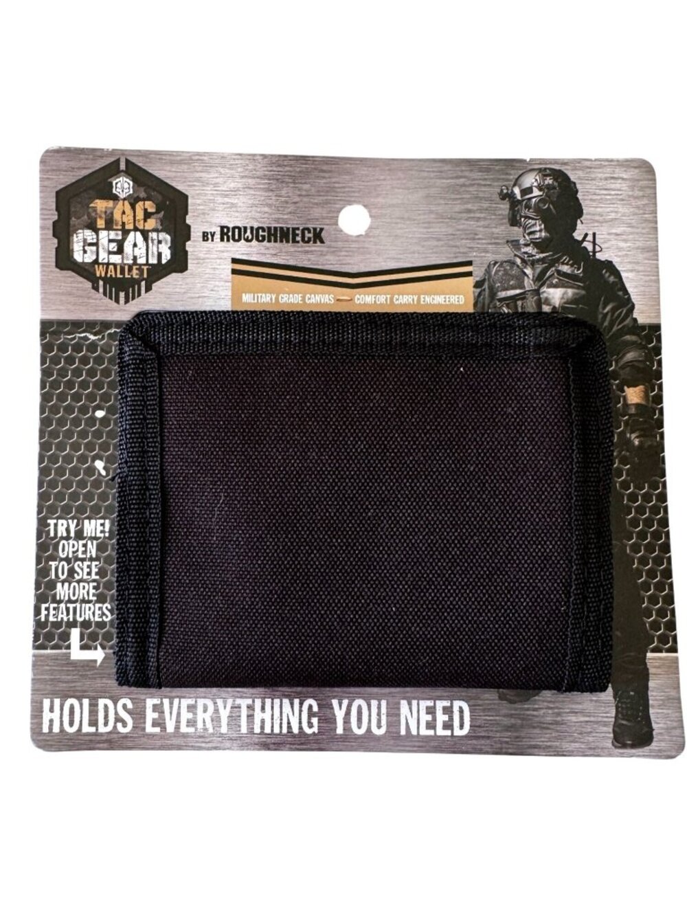 Roughneck Tac Gear Wallet Trifold Black NWT NYLON 18 Compartments